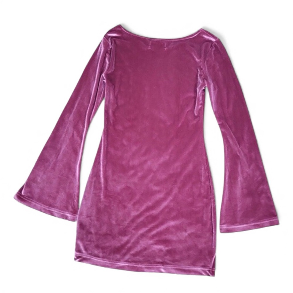 Urban Outfitters UO Belle Velvet Velour Bell Sleeve Mini Dress Medium - Picture 5 of 5
